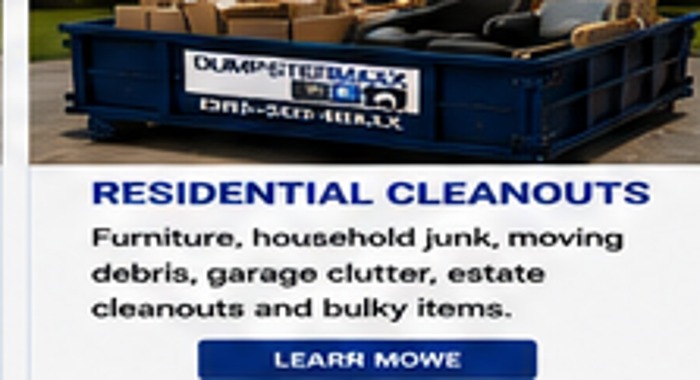 DumpsterMaxx dumpster with residential cleanout debris