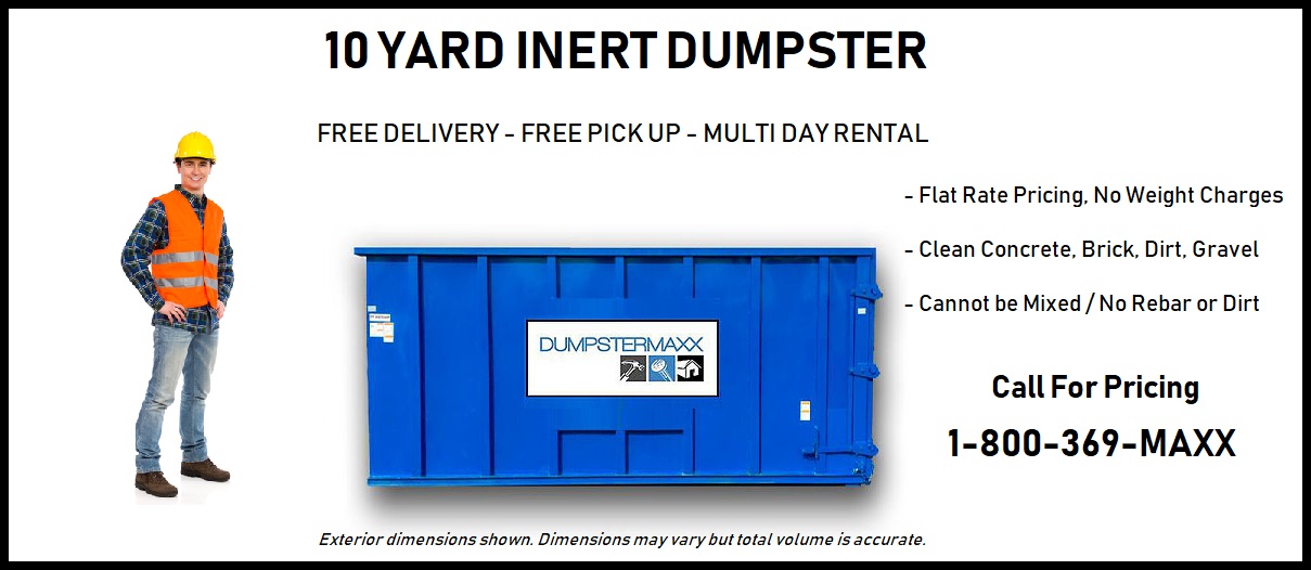 10 Yard INERT - CONCRETE / BLOCK / DIRT Dumpster Rental