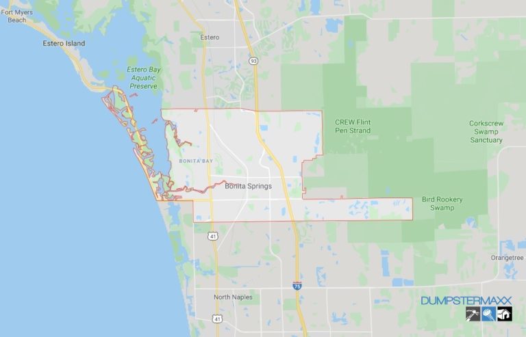 Bonita Springs Dumpster Rental Map Roll off dumpster service area